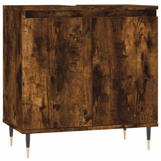 Armoire De Bain Chêne Fumé 58x33x60 Cm Bois Contreplaqué