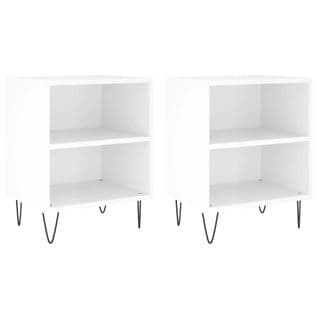 Tables De Chevet 2pcs Blanc Brillant 40x30x50cm Bois Ingénierie