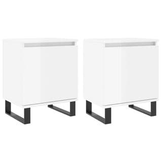 Tables De Chevet 2pcs Blanc Brillant 40x30x50cm Bois Ingénierie