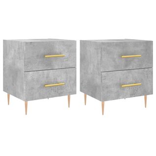 Tables De Chevet 2pcs Gris Béton 40x35x47,5cm Bois Contreplaqué