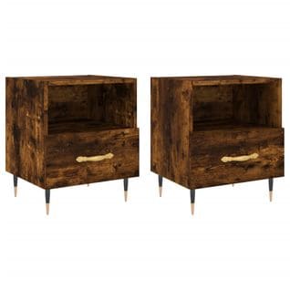 Tables De Chevet 2pcs Chêne Fumé 40x35x47,5cm Bois Contreplaqué