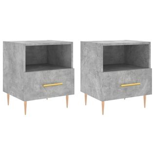 Tables De Chevet 2pcs Gris Béton 40x35x47,5cm Bois Contreplaqué