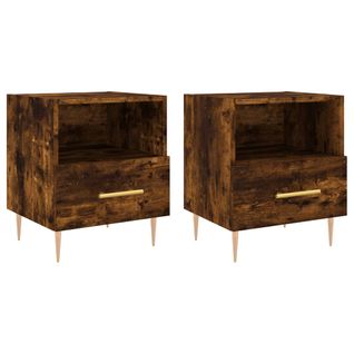 Tables De Chevet 2pcs Chêne Fumé 40x35x47,5cm Bois Contreplaqué