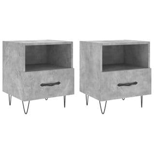 Tables De Chevet 2pcs Gris Béton 40x35x47,5cm Bois Contreplaqué