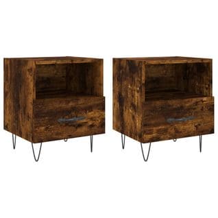 Tables De Chevet 2pcs Chêne Fumé 40x35x47,5cm Bois Contreplaqué