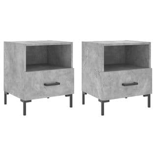 Tables De Chevet 2pcs Gris Béton 40x35x47,5cm Bois Contreplaqué