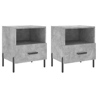 Tables De Chevet 2pcs Gris Béton 40x35x47,5cm Bois Contreplaqué