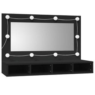Miroir Avec LED Noir 90x31,5x62 Cm