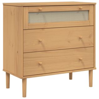 Commode Senja Aspect De Rotin Marron Bois De Pin Solide