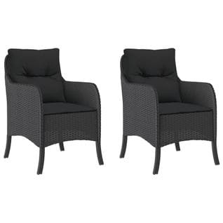 Chaises De Jardin Avec Coussins Lot De 2 Noir Résine Tressée