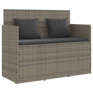 Banc De Jardin Avec Coussins Gris Résine Tressée