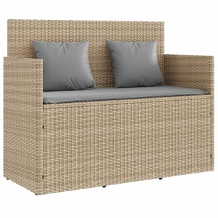 Banc De Jardin Avec Coussins Beige Résine Tressée