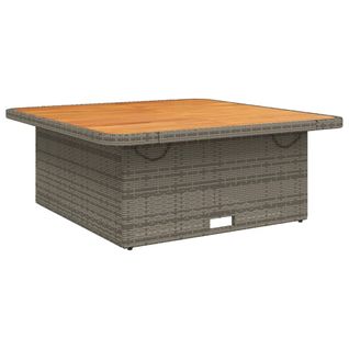 Table De Jardin relevable Gris 110x110x40/71 Cm Résine Tressée Bois D'acacia