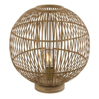 Lampe à Poser Design Bambou Hildegard - Diam. 40 X H. 42 Cm - Beige Naturel