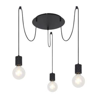 Suspension Design Métal Hermine - 3 Ampoules - Noir