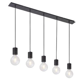 Suspension Design Métal Hermine - 5 Ampoules - Noir