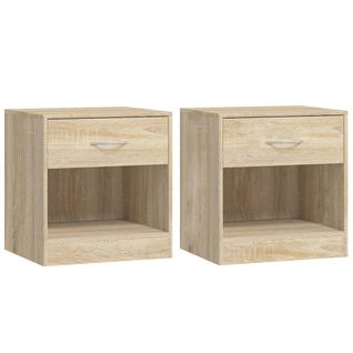 Lot De 2 Tables De Chevet - Tables De Nuit Avec Tiroir Couleur De Chêne