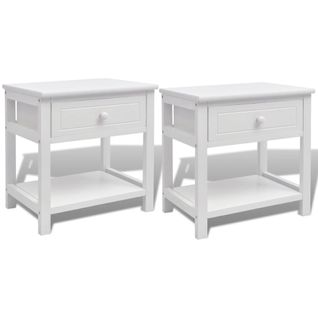 Lot De 2 Tables De Chevet - Tables De Nuit Bois Blanc