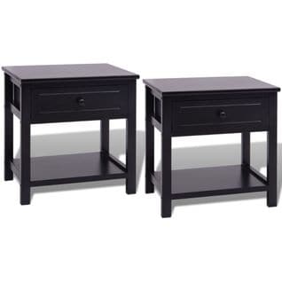 Lot De 2 Tables De Chevet - Tables De Nuit Bois Noir