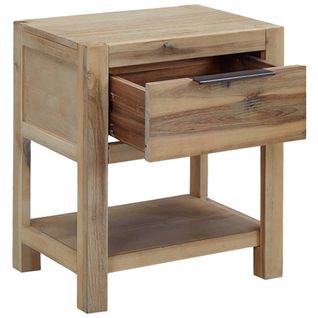 Table De Chevet Avec Tiroir, Table De Nuit 40x30x48 Cm Bois D'acacia Solide