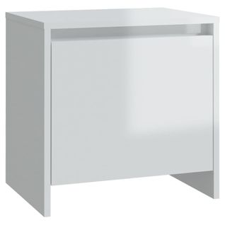 Table De Chevet,table De Nuit,meuble De Rangement Blanc Brillant 45x34x44,5 Cm Bois D’ingénierie