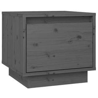 Table De Chevet Table De Nuit Meuble De Rangement Gris 35x34x32 Cm Bois De Pin Solide