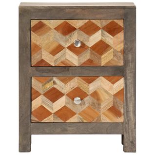 Table De Chevet,table De Nuit,meuble De Rangement Gris 40x30x50 Cm Bois De Manguier Massif