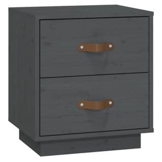 Table De Chevet Table De Nuit Meuble De Rangement Gris 40x34x45 Cm Bois De Pin Massif