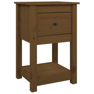 Table De Chevet, Table De Nuit, Meuble De Rangement Marron Miel 40x35x61,5 Cm Bois De Pin Solide