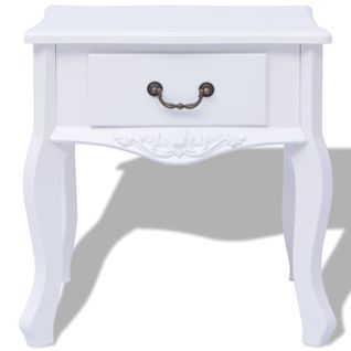 Table De Chevet, Table De Nuit, Table D'appoint Mdf Blanc