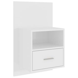 Table De Chevet Murale - Table De Nuit Blanc Brillant