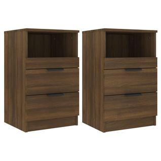 Lot De 2 Tables De Chevet - Tables De Nuit Chêne Marron Bois D'ingénierie