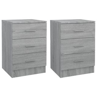 Lot De 2 Tables De Chevet - Tables De Nuit Sonoma Gris 38x35x56cm Bois D'ingénierie