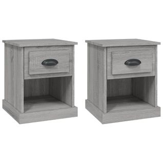 Lot De 2 Tables De Chevet - Tables De Nuit Sonoma Gris 39x39x47,5cm Bois Ingénierie