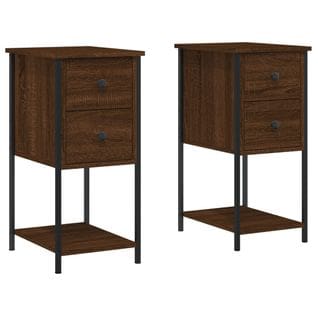 Lot De 2 Tables De Chevet - Tables De Nuit Chêne Marron 32x42x70cm Bois D'ingénierie