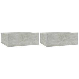 Lot De 2 Tables De Chevet Murales - Tables De Nuit Flottantes Gris Béton 40x30x15 Cm