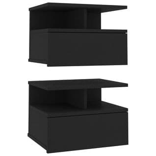 Lot De 2 Tables De Chevet Murales - Tables De Nuit Flottantes Noir 40x31x27 Cm Aggloméré