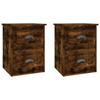 Lot De 2 Tables De Chevet Murales - Tables De Nuit Chêne Fumé 41,5x36x53 Cm