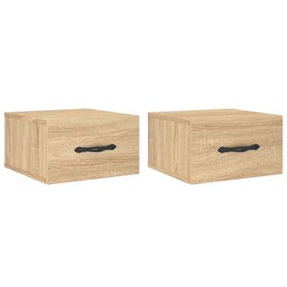 Lot De 2 Tables De Chevet Murales - Tables De Nuit Chêne Sonoma 35x35x20 Cm