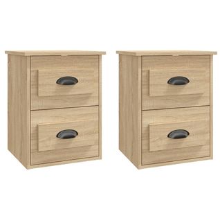 Lot De 2 Tables De Chevet Murales - Tables De Nuit Chêne Sonoma 41,5x36x53 Cm