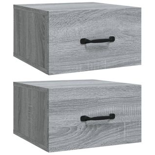 Lot De 2 Tables De Chevet Murales - Tables De Nuit Sonoma Gris 35x35x20 Cm