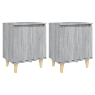 Lot De 2 Tables De Chevet En Bois Tables De Nuit Sonoma Gris 40x30x50 Cm