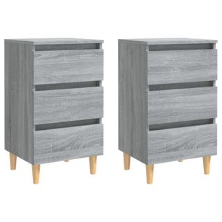 Lot De 2 Tables De Chevet En Bois Tables De Nuit Sonoma Gris 40x35x69 Cm