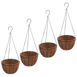 Lot De 4 Jardinières Suspendues - Pot De Fleurs Avec Doublure Coco Noir Ø 35x52 Cm