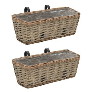 Lot De 2 Jardinières De Balcon - Pot De Fleurs Osier Avec Doublure En Pe 40 Cm