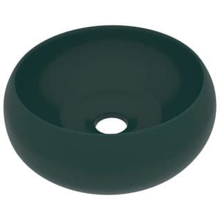 Vasque A Poser Rond Vert Foncé Mat 40x15 Cm Céramique