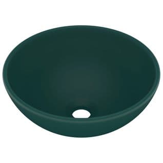 Vasque à Poser Rond Vert Foncé Mat 32,5x14cm Céramique