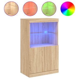 Buffet - Bahut - Meuble De Rangement Avec Lumières LED Chêne Sonoma 60,5x37x100 Cm