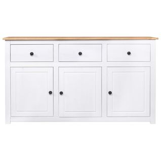 Buffet - Bahut - Meuble De Rangement Blanc 135x40x80 Cm Pin Solide