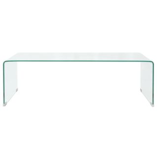 Table Basse, Table De Salon 98x45x30 Cm Verre Trempé Transparent